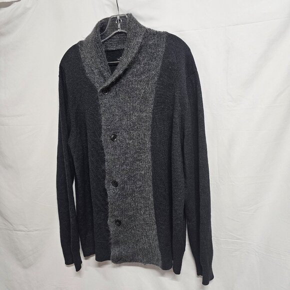 AllSaints Shawl Neck Cardigan Sweater Men Size XXL Gray Charcoal Cotton blend - Picture 4 of 12
